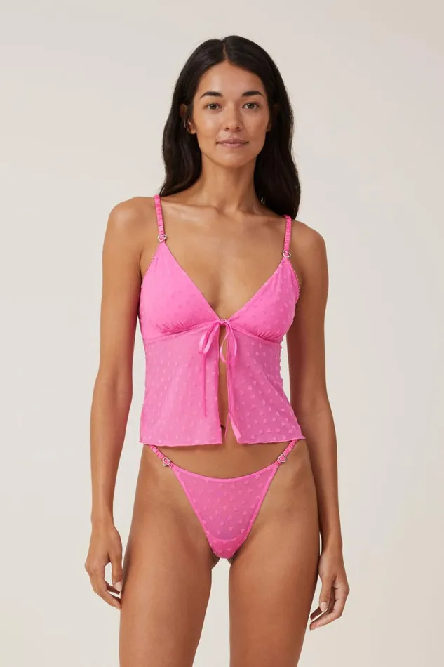 Women Bralettes Cotton On Sasha Flocking Mesh Longline Bralette Candy Cloud