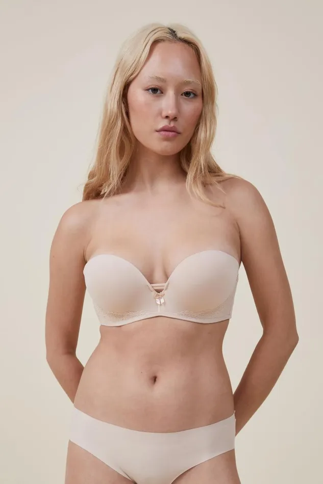Women Bras Cotton On Everyday Lace Strapless Push Up 2 Bra Frappe