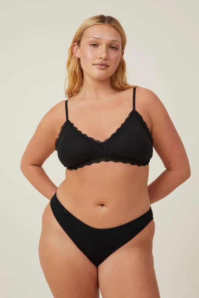 Women Bras Cotton On Organic Cotton Lace Triangle Padded Bralette Black Pointelle Women Bras Cotton On Organic Cotton Lace Triangle Padded Bralette Black Pointelle