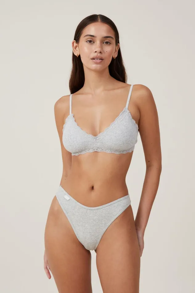Women Bras Cotton On Organic Cotton Lace Triangle Padded Bralette Grey Marle Pointelle Women Bras Cotton On Organic Cotton Lace Triangle Padded Bralette Grey Marle Pointelle