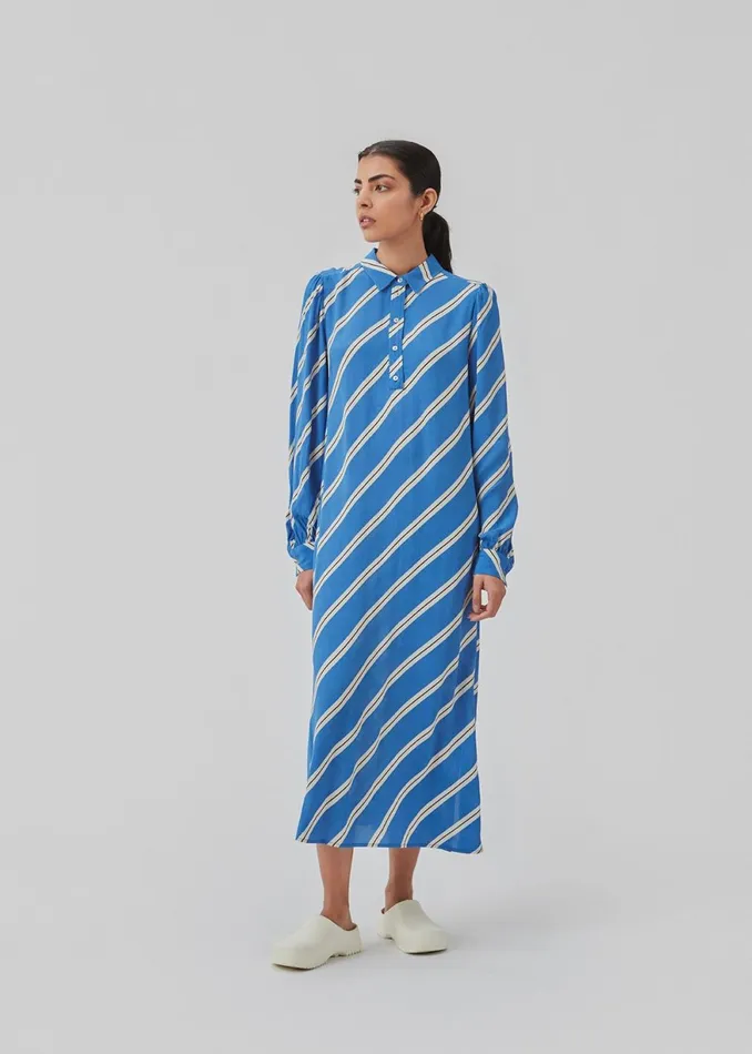 Women CenniMD Print Dress Azure Stripe Modstrm Dresses
