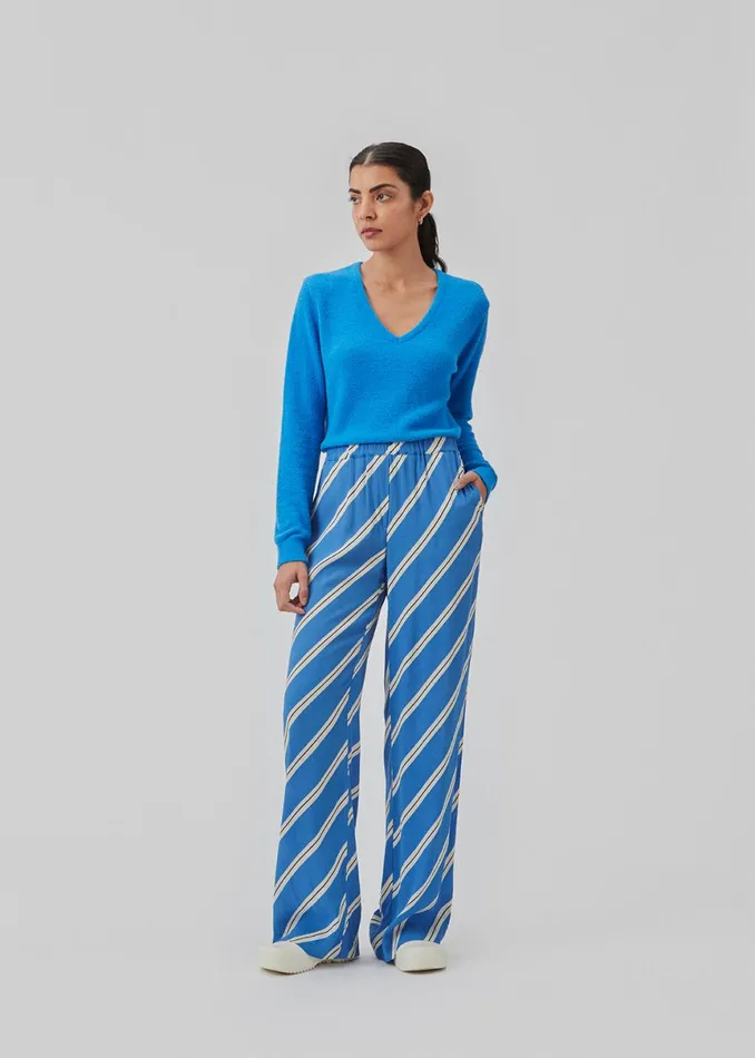 Women CenniMD Print Pants Azure Stripe Modstrm Pants and Leggings