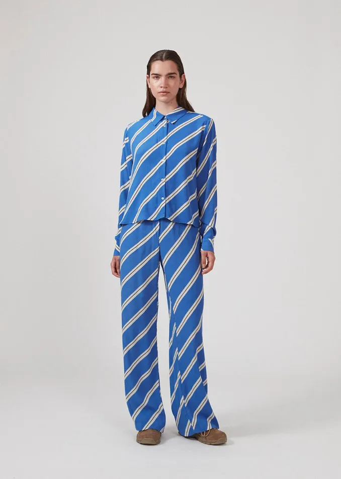 Women CenniMD Print Pants Azure Stripe Modstrm Pants and Leggings