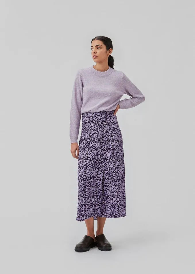 Women ChesliMD Print Skirt Purple Flower Buds Modstrm Skirts
