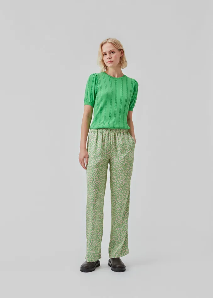 Women ClarkeMD Print Pants Classic Green Smiley Modstrm Pants and Leggings