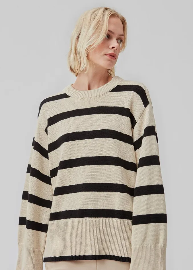 Women CorbinMD Stripe Oneck Black Summer Sand Stripe Modstrm Blouses and Knitwear Women CorbinMD Stripe Oneck Black Summer Sand Stripe Modstrm Blouses and Knitwear
