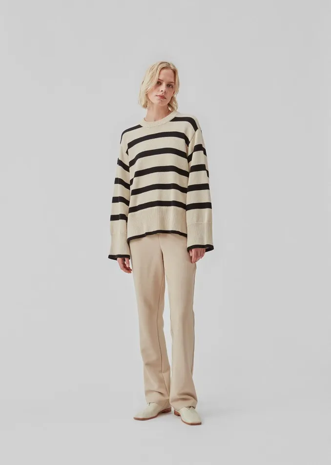 Women CorbinMD Stripe Oneck Black Summer Sand Stripe Modstrm Blouses and Knitwear Women CorbinMD Stripe Oneck Black Summer Sand Stripe Modstrm Blouses and Knitwear