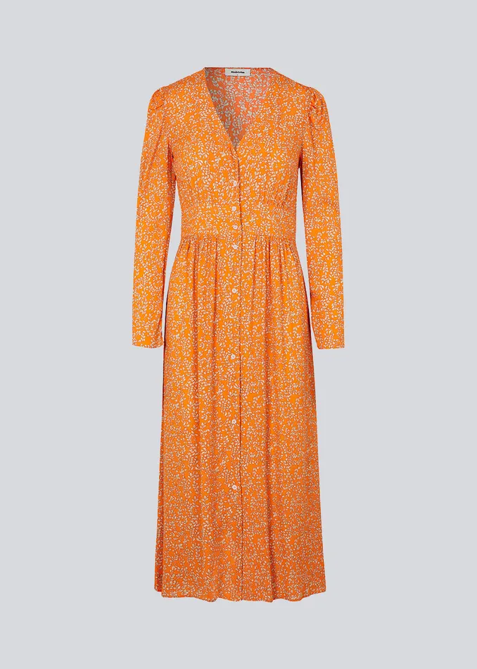 Women CorinnaMD Print Dress Vibrant Orange Flower Leaf Modstrm Dresses Women CorinnaMD Print Dress Vibrant Orange Flower Leaf Modstrm Dresses
