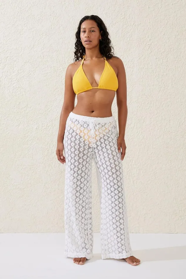 Women Cover Ups Cotton On Crochet Beach Pant Whitecrochet