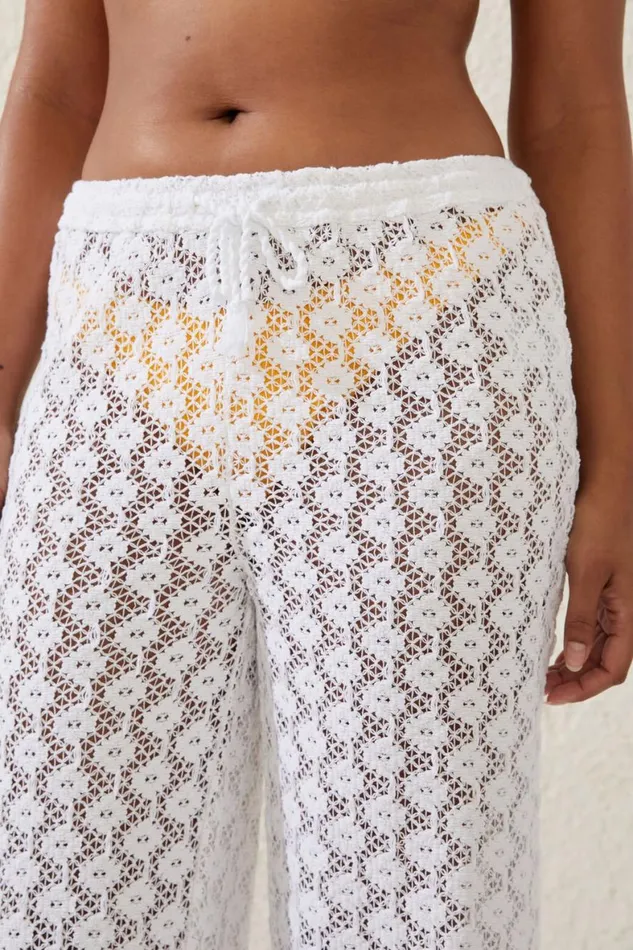 Women Cover Ups Cotton On Crochet Beach Pant Whitecrochet