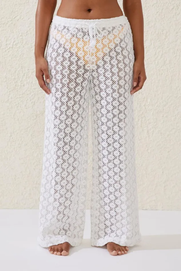 Women Cover Ups Cotton On Crochet Beach Pant Whitecrochet