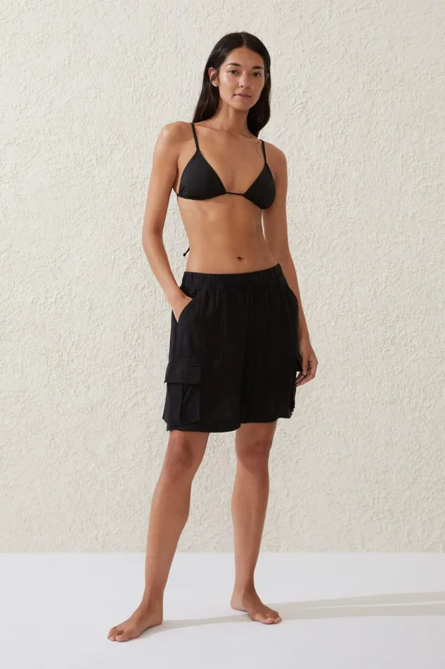Women Cover Ups Cotton On Utility Longline Beach Short Black