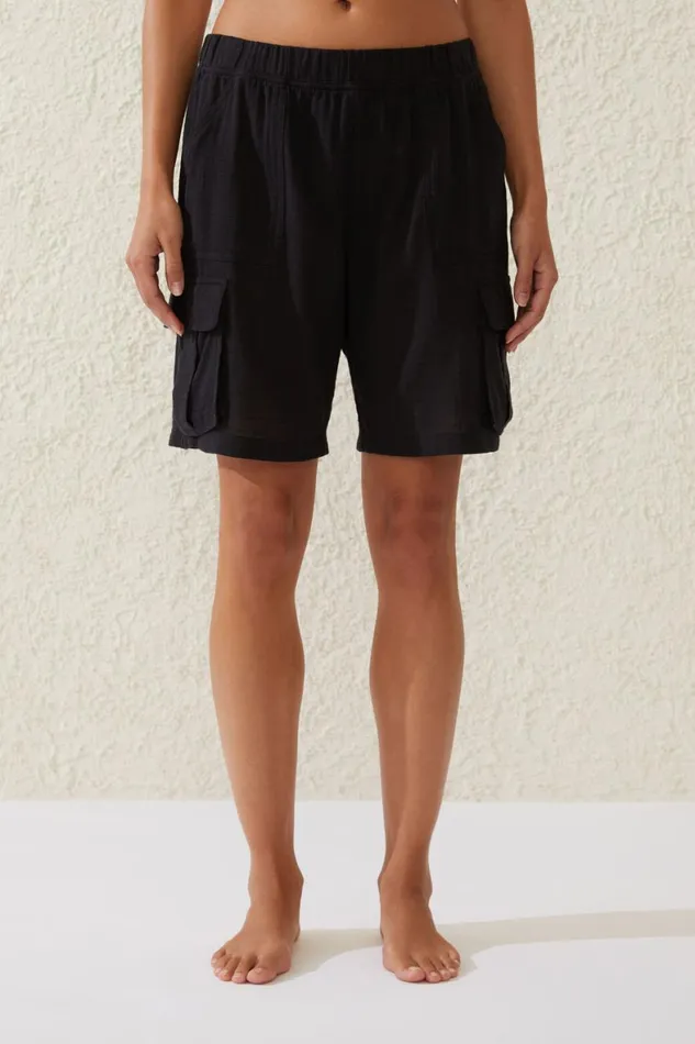 Women Cover Ups Cotton On Utility Longline Beach Short Black