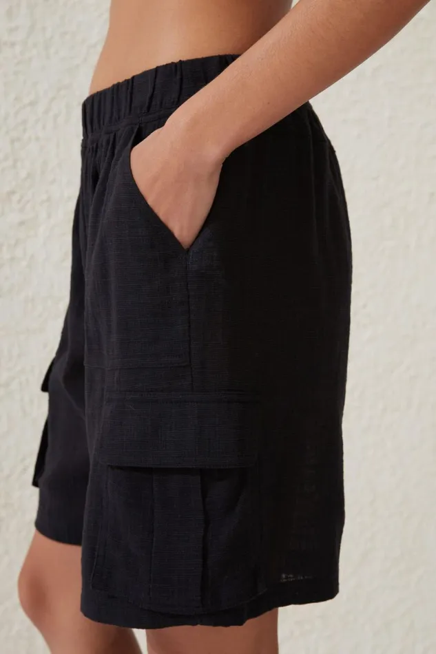 Women Cover Ups Cotton On Utility Longline Beach Short Black