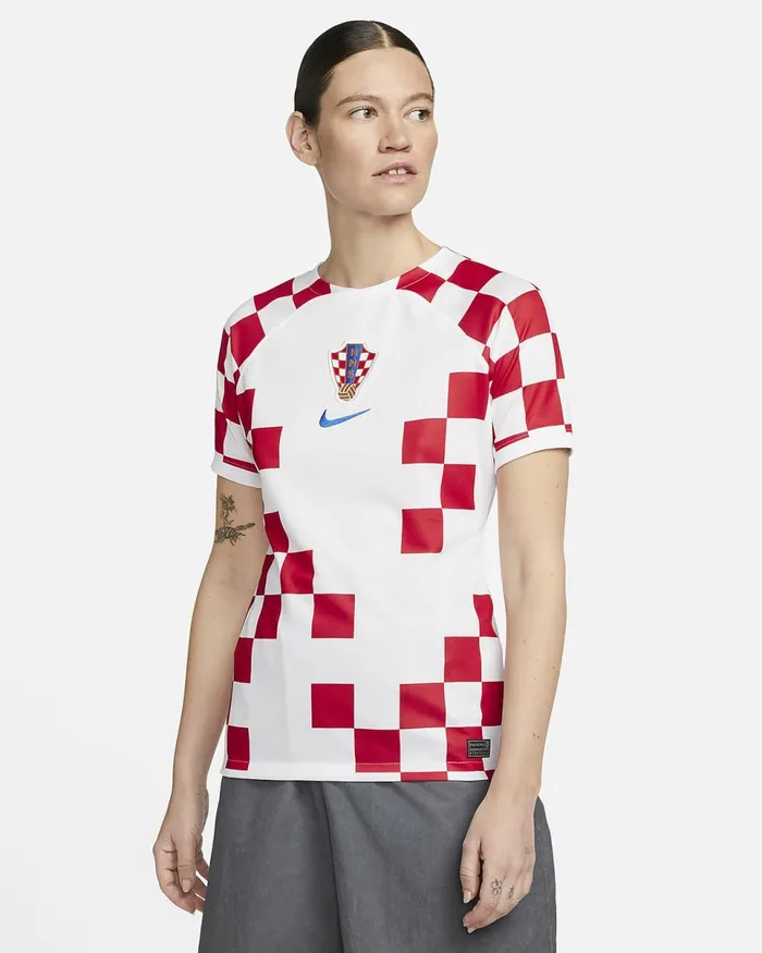 Women Croatia 202223 Stadium Home Whitebattle Blue Nike Tops And TShirts