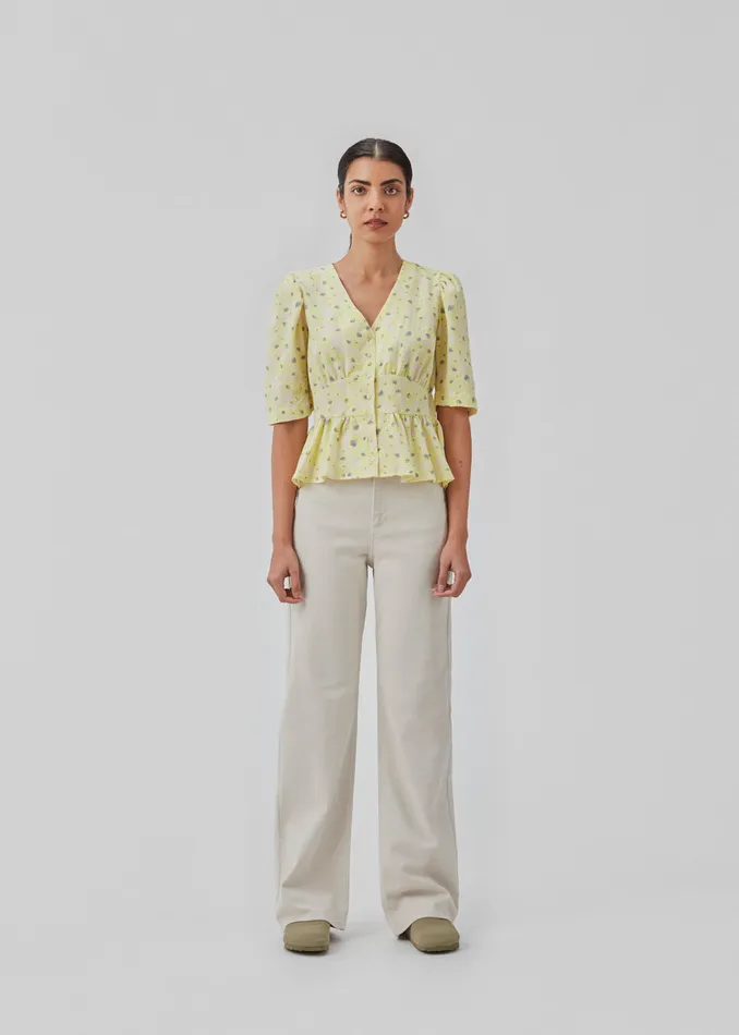 Women CupidMD Print Top Aqua Yellow Flower Modstrm Tops Women CupidMD Print Top Aqua Yellow Flower Modstrm Tops
