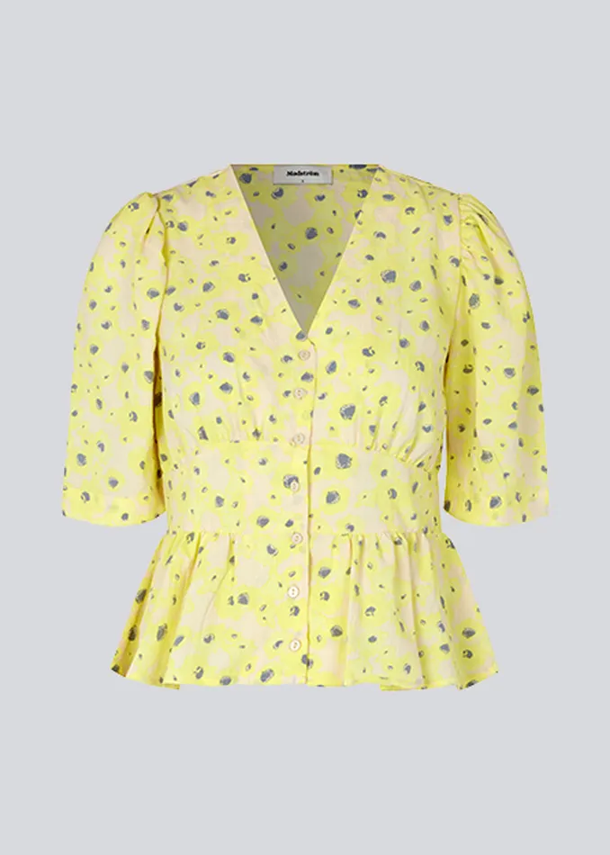 Women CupidMD Print Top Aqua Yellow Flower Modstrm Tops Women CupidMD Print Top Aqua Yellow Flower Modstrm Tops