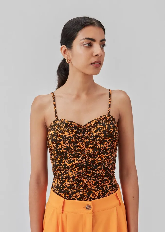 Women CurtisMD Print Bodystocking Vibrant Orange Splash Modstrm Tops