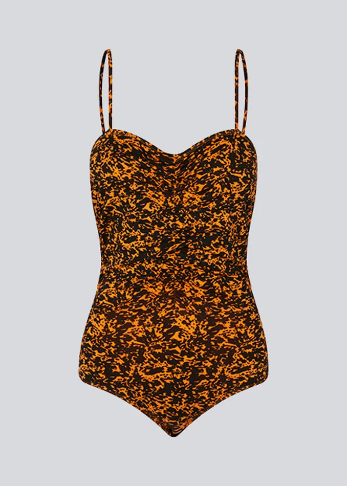 Women CurtisMD Print Bodystocking Vibrant Orange Splash Modstrm Tops