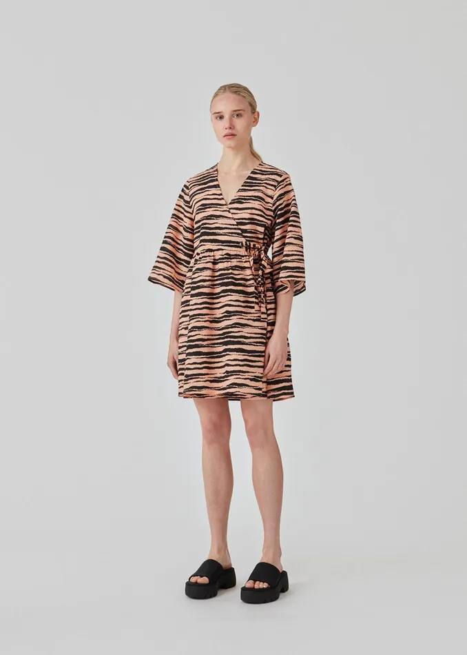Women DasiaMD Print Wrap Dress Tiger Peach Modstrm Dresses