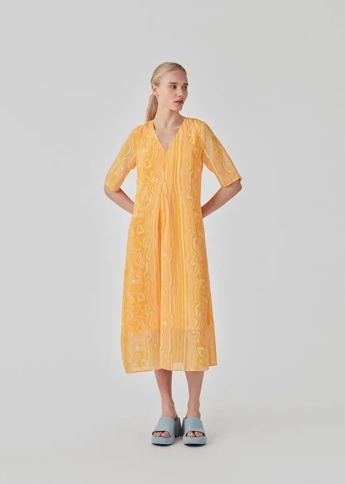 Women DonteMD Long Print Dress Peachy Swirl Modstrm Dresses