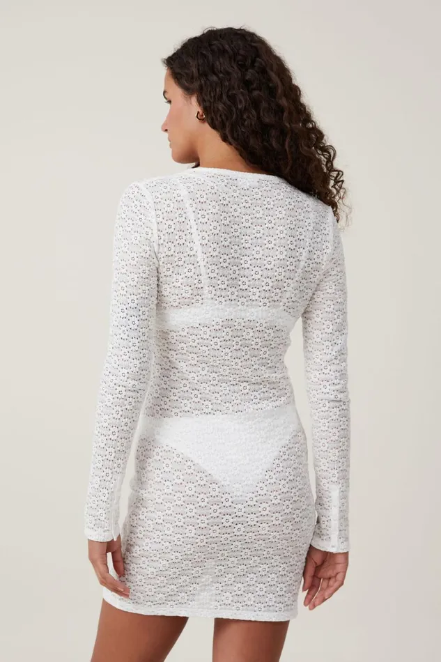Women Dresses Cotton On Keyhole Lace Mini Dress Ivory