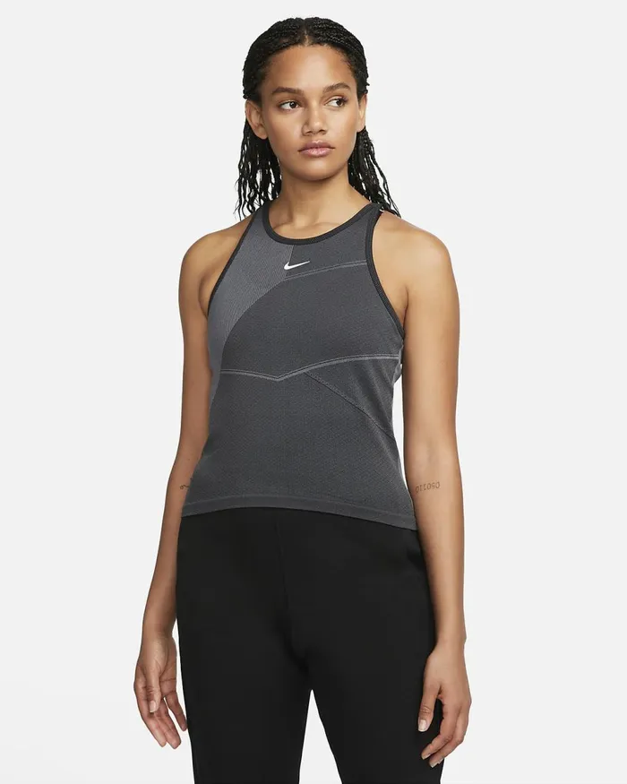 Women DriFit Adv Aura Blackiron Grey Nike Tops And TShirts