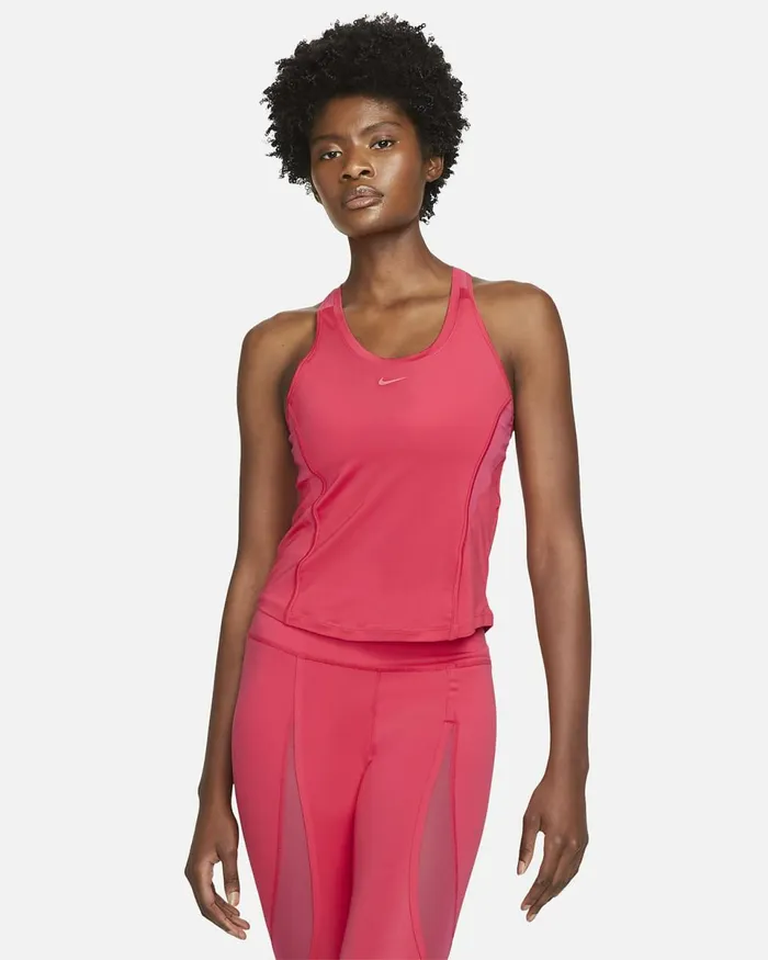 Women DriFit One Light Fusion Redblackred Stardust Nike Tops And TShirts