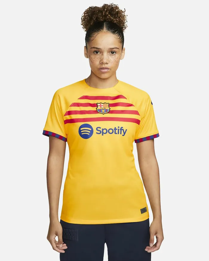 Women FC Barcelona 202324 Stadium Fourth Amarillouniversity Reddeep Royal Blue Nike Tops And TShirts Women FC Barcelona 202324 Stadium Fourth Amarillouniversity Reddeep Royal Blue Nike Tops And TShirts