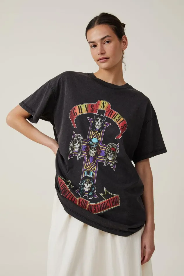 Women Graphic TShirts Cotton On Oversized Fit Guns N Roses Tee Lcn Br Gunsnroses Appetite For Destructionbl Women Graphic TShirts Cotton On Oversized Fit Guns N Roses Tee Lcn Br Gunsnroses Appetite For Destructionbl