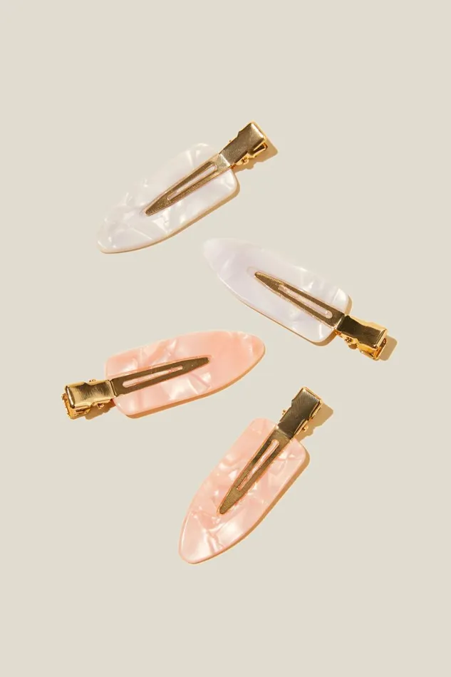 Women Hair Accessories Cotton On Get Ready Hair Clips 4Pk Pink Marble White Marble Women Hair Accessories Cotton On Get Ready Hair Clips 4Pk Pink Marble White Marble