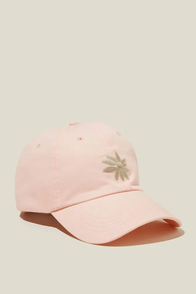 Women Hats Cotton On Classic Dad Cap Stitched Flowerpink