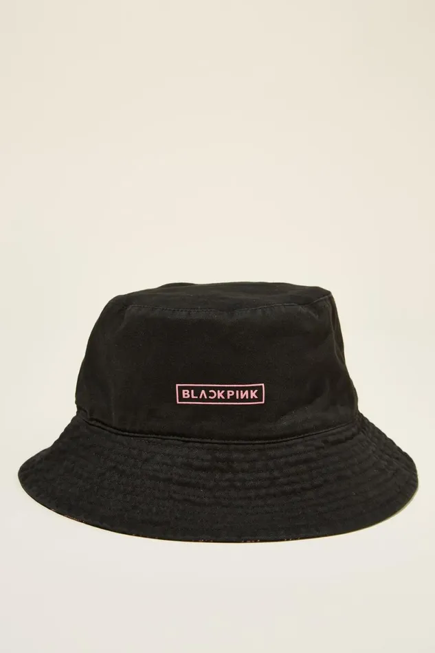 Women Hats Cotton On License Reversible Bucket Hat Lcn Bra Blackpink Yardageblack