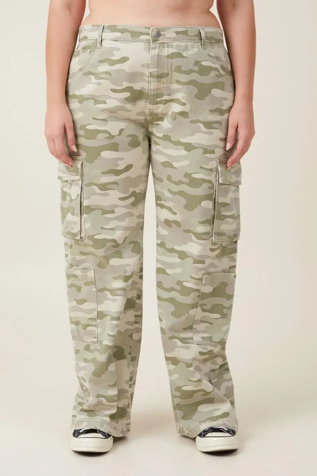 Women Jeans Cotton On Cargo Wide Leg Jean Camo