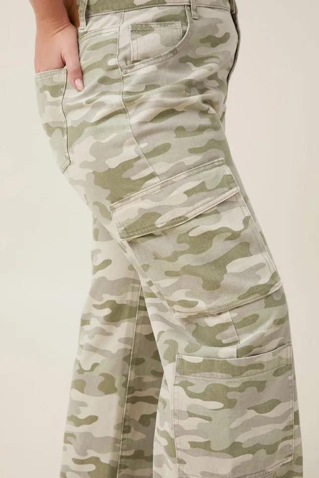 Women Jeans Cotton On Cargo Wide Leg Jean Camo