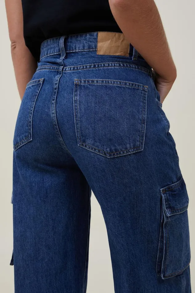 Women Jeans Cotton On Cargo Wide Leg Jean Nordic Blue