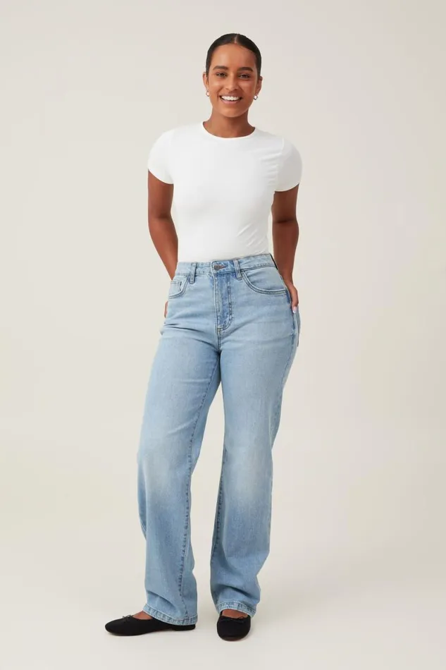 Women Jeans Cotton On Curvy Stretch Straight Jean Cloud Blue