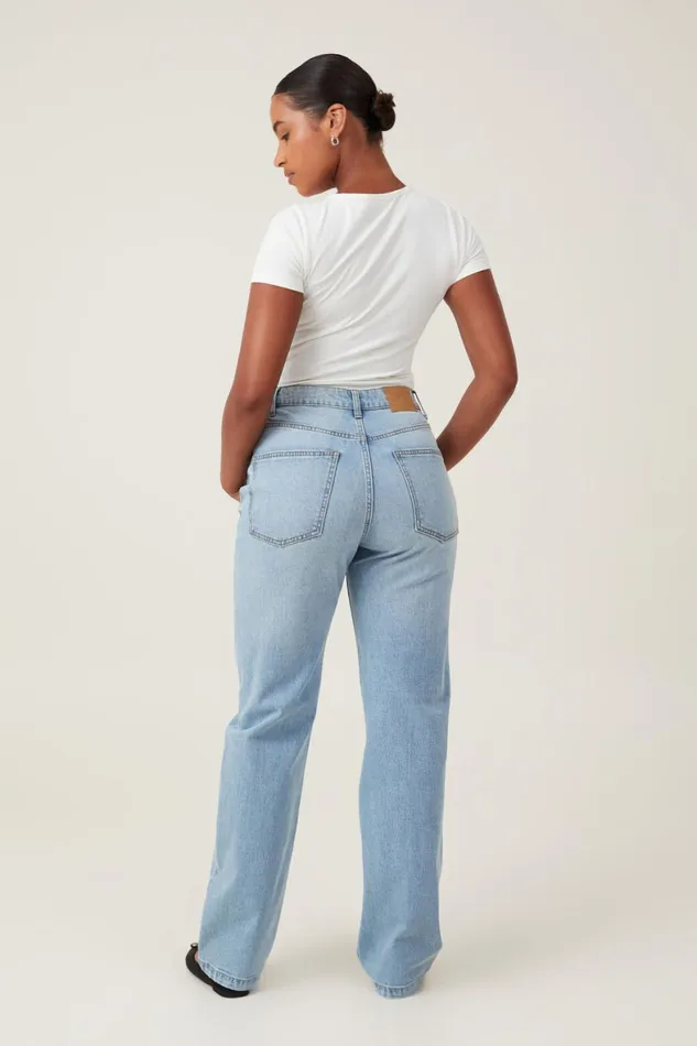 Women Jeans Cotton On Curvy Stretch Straight Jean Cloud Blue