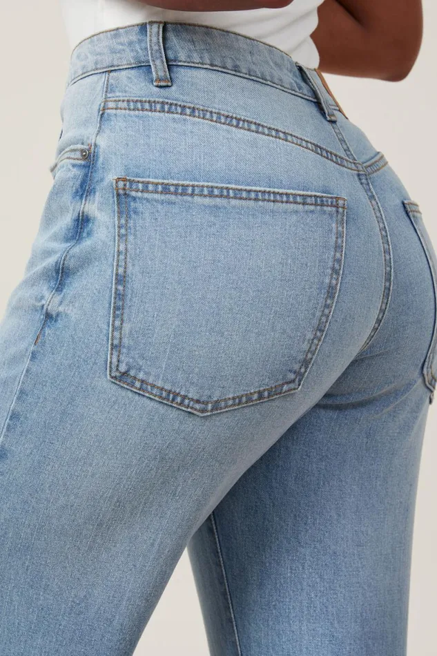 Women Jeans Cotton On Curvy Stretch Straight Jean Cloud Blue
