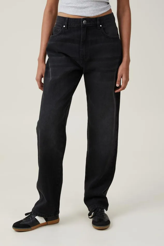 Women Jeans Cotton On Long Straight Jean Black Pepper