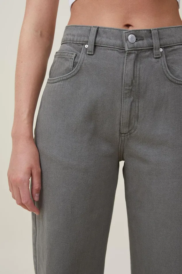 Women Jeans Cotton On Loose Straight Jean Smokey Green