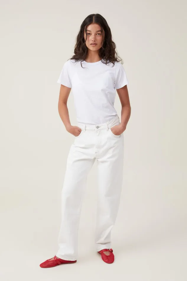 Women Jeans Cotton On Original Straight Jean Vintage White