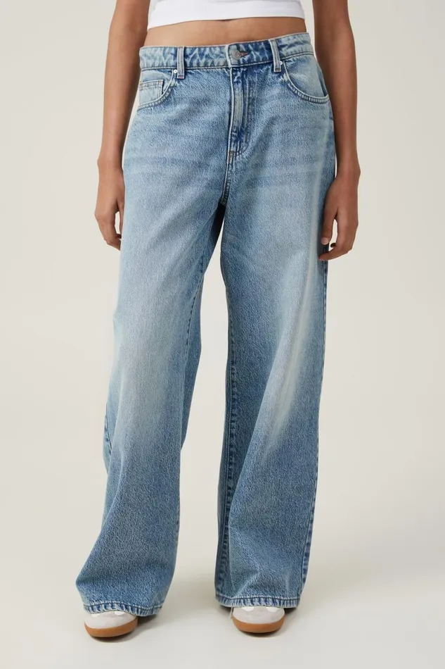 Women Jeans Cotton On Relaxed Wide Leg Jean Lake Blue