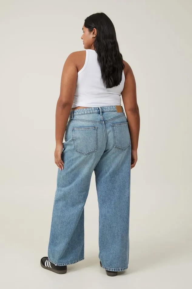Women Jeans Cotton On Relaxed Wide Leg Jean Lake Blue