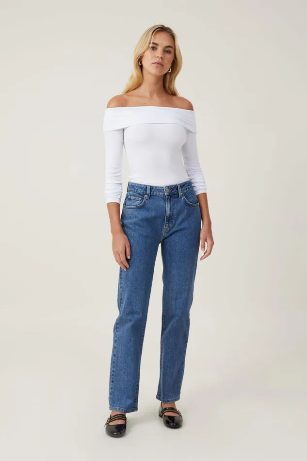 Women Jeans Cotton On Slim Straight Jean Sea Blue