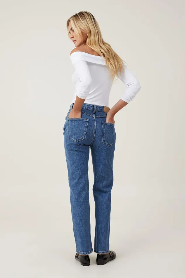 Women Jeans Cotton On Slim Straight Jean Sea Blue