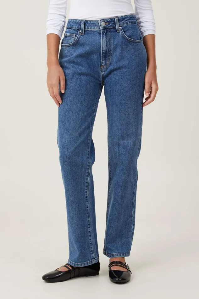 Women Jeans Cotton On Slim Straight Jean Sea Blue