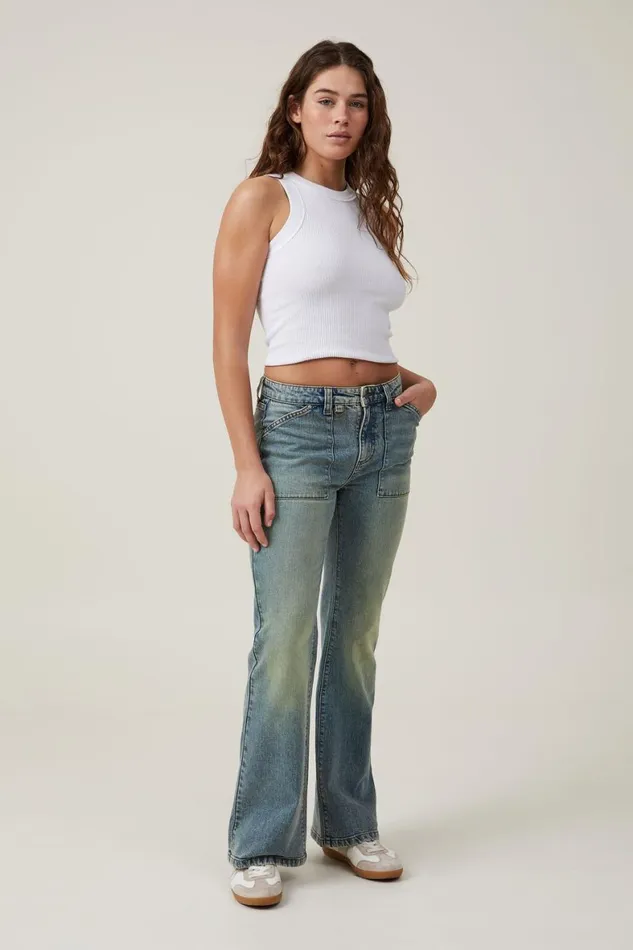 Women Jeans Cotton On Stretch Bootcut Flare Jean Desert Blueutility