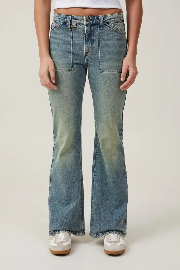 Women Jeans Cotton On Stretch Bootcut Flare Jean Desert Blueutility