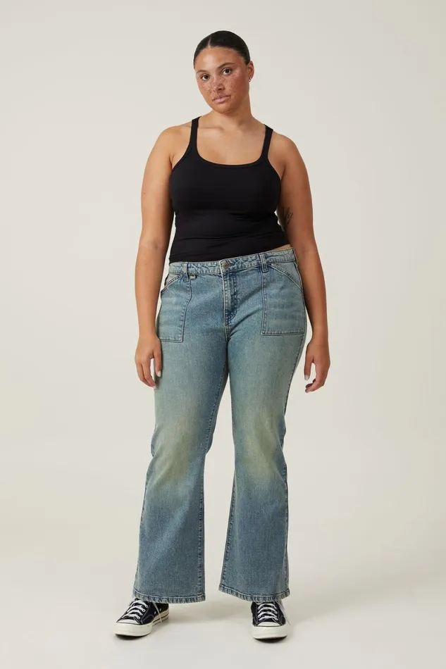 Women Jeans Cotton On Stretch Bootcut Flare Jean Desert Blueutility